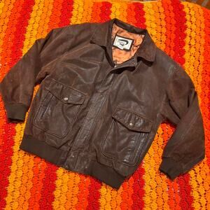 Vintage 80s brown leather bomber